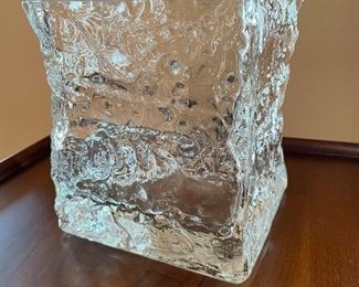 Square textured glass vase, 5" x 5" x 6"H,  $14