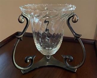 Votive holder on metal base, 7"W x 6"H,  was $9, NOW $6