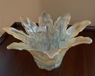Murano flower art glass decorative bowl, 7.5"W x 4.5"H.,  $29