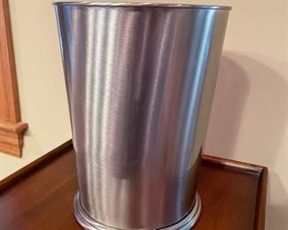 Silver metal wastebasket,  $12