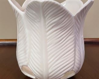 White flower votive holder, 5"W x 5"H,  $4