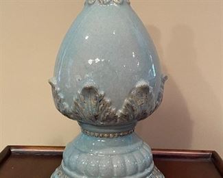 Blue ceramic finial, 7"W x 13"H,  was $19, NOW $15
