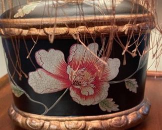Closeup view of floral lamp