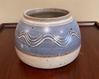 Blue pottery jar,  6"W x 4"H,  was $8, NOW $6