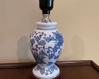 Small blue & White porcelain lamp (no shade), 10"H,   $12