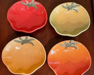 Set of 4 pepper/tomato dishes, 4" x 4",  $5