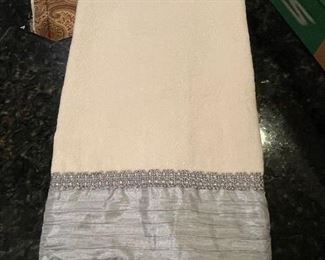 Set of 2 Ivory & satin hand towels,  was $6, NOW $4