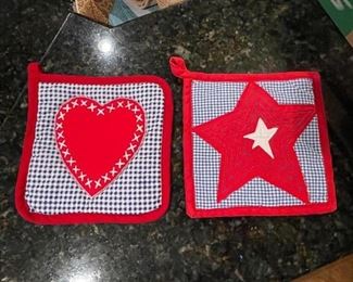Set of 2 red/white/blue potholders.  was $4, NOW $3