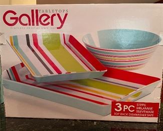 3 piece Stripe Melamine Serveware, $15