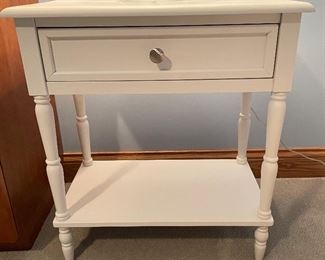 White side table / nightstand, 25"W x 15"D x 28"H,  $148