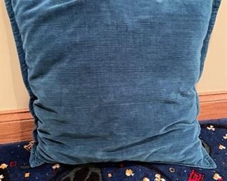 Pottery Barn Large blue velvet pillow,  24" x 24",  was $25, NOW $16