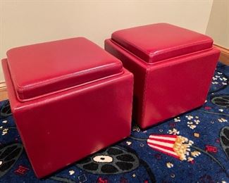 Sturdy red storage ottoman's -2 available -  18" x 18" x 18",  $48 each