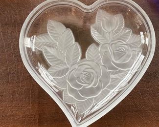 Heart glass dish, - 2 available - was $4 each, NOW $3