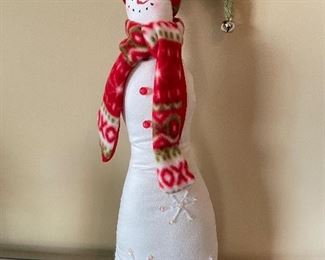 Tall thin Snowman w/ red scarf, 19"H,  was $10, NOW $6