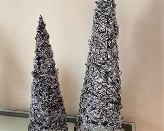 Pair of silver sparkle trees, 18"H, 12"H,  was $18, NOW $14