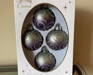 Box of 4 green purple hombre ornaments,  was $5, NOW $4
