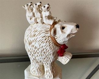 David Frykman polar bear with 3 cubs,  4" x 8.5",  $25