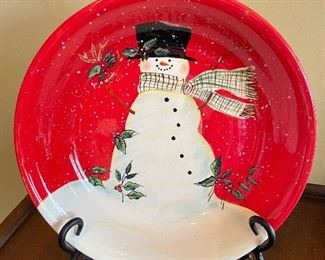 Snowman shallow bowl, 9.5"D,  $5