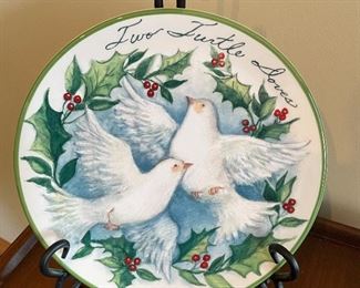 Certified international Susan Winget,  12 days of Christmas, Two turtle doves plate, 9"Diameter,  was $5, NOW $4