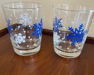 Blue and white Snowflake glasses - 2 sets of 8 - , $10 per set