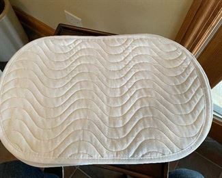 Set of 4 White w/ gold thread place mats, $8