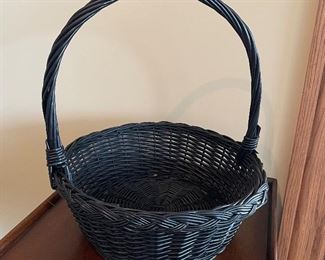 Black basket w/handle, , Approx 12" diameter,  was $6, NOW $4