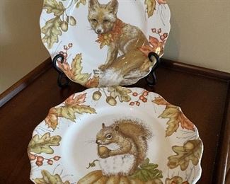 Pier 1 Fox & Squirrel plates, 9"D,  was $9, NOW $6
