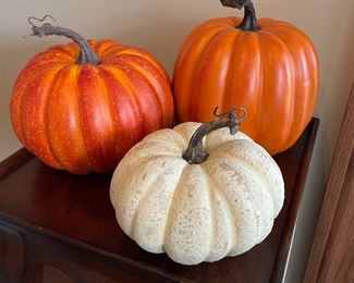Set of 3 pumpkins, 8"H, 7"H, 5"H,  $9