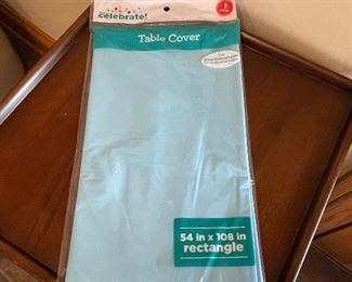 Light blue tablecloth (plastic), was $2, NOW $1