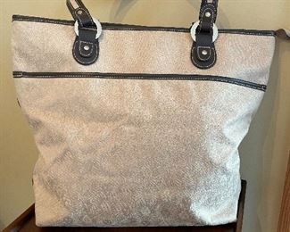 Anne Klein tote handbag, beige and black trim,  was $30, NOW $20