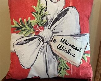 Warmest Wishes Xmas pillow,  15" x 15",  was $12, NOW $8