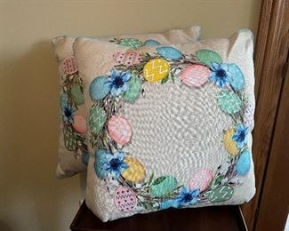 Easter egg pillows,  -2 pillows - 16" x 16",  $12 each
