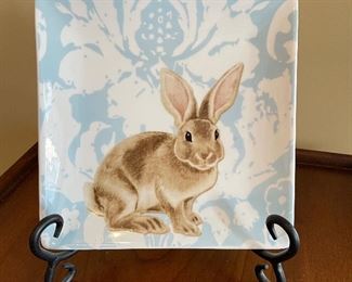 Bunny Blue square plate, 7" x 7",  $6
