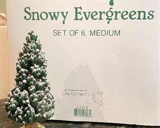 Dept 56 Set of 6 snowy evergreen trees ( 3 different sizes),  was $20, NOW $14