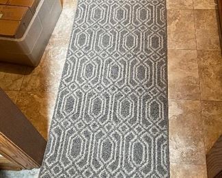 Gray and white/cream area rug, 2' x 6'L,  $14