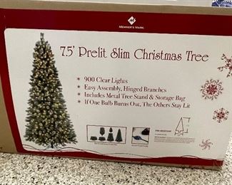 7.5' Prelit slim Christmas tree,  $48