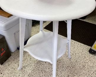 Vintage wooden white side table, 24" diameter x 29"H,  $48
