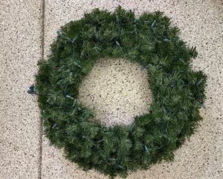Lighted green wreath, 26"D,  was $20 , NOW $14