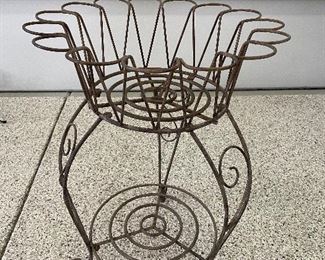 Outdoor wire flower basket stand,  $28
