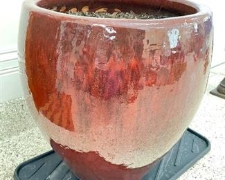 Red glazed large garden pot, 17" diameter x 20"H,  $40