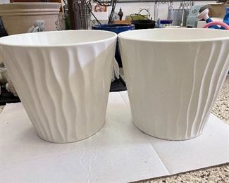 White ceramic wave planters, 10"W x 12"H,  was $30 each, NOW $20 each