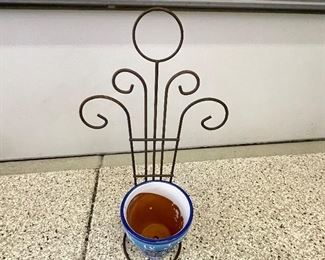 Black metal wall mount for garden pot,  was $12, NOW $8