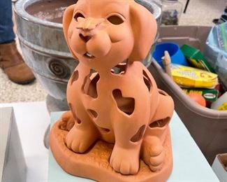 NEW* Dog terra cotta outdoor candle holder, 10"H,  $10