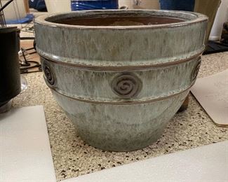 Large green ceramic planter, 13"W x 10"H,  $32