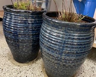 Blue ceramic planters, 10" x 13"H,  $28 each