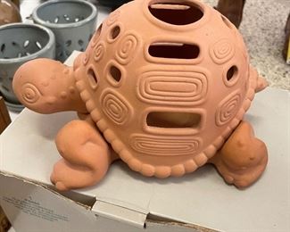 NEW*  Turtle  terra cotta outdoor candle holder, 10"W x 5"H,  was $10, NOW $7
