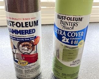Rustoeum hammered paint spray can,  was $4, NOW $2. Rustoleum green paint spray can, was $4, NOW $2