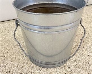 Silver metal pail,  was $10, NOW $6