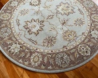 Additional view of   5' Round area rug. mint green/blue & brown