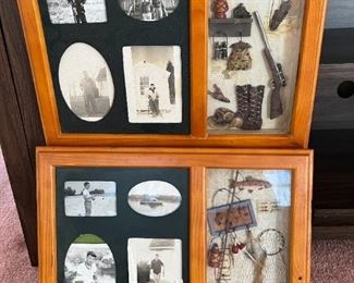 Pair of Framed Hunting/Fishing Themed Photo Frame/Shadowboxes $10/pair